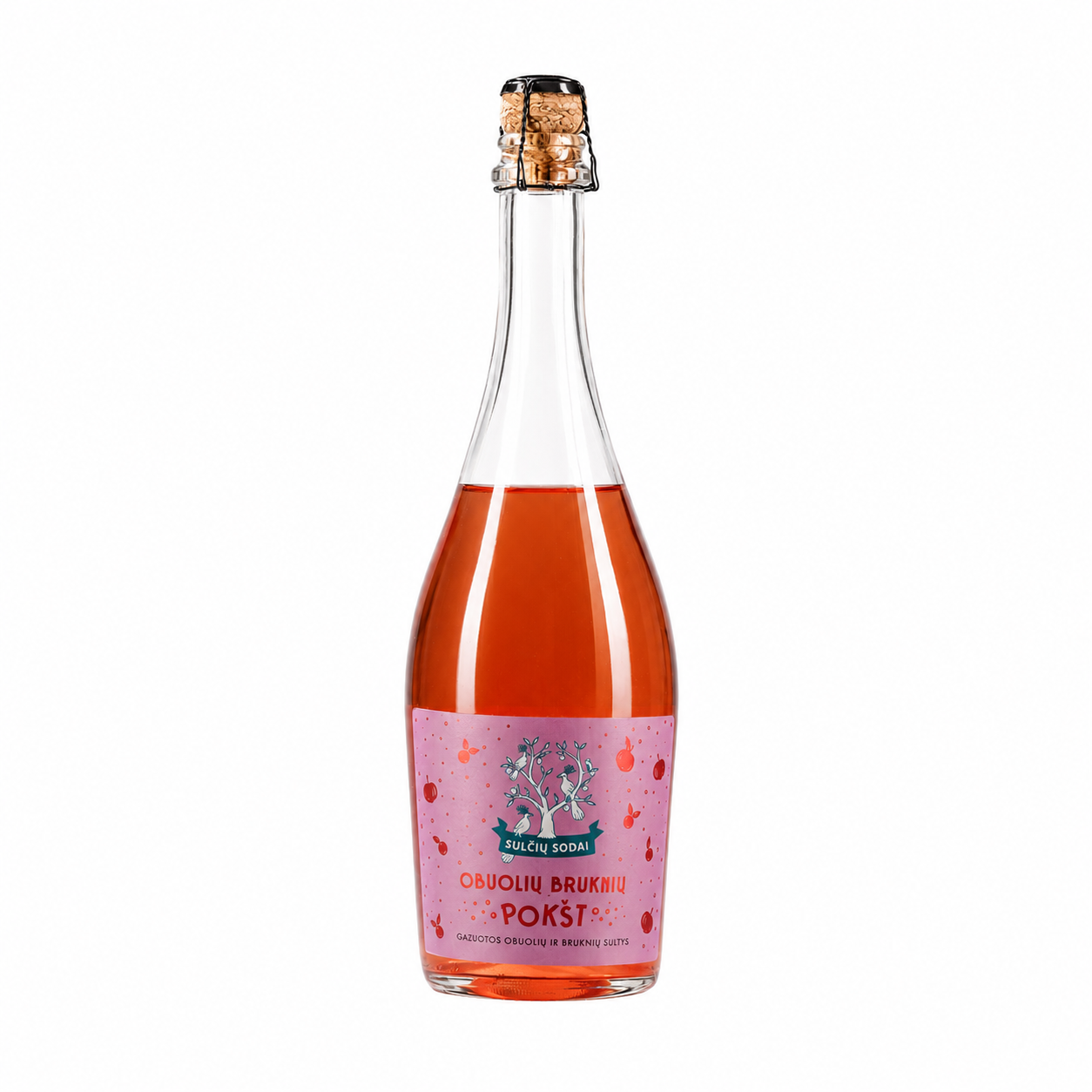 JUS DE FRUITS PÉTILLANT « POMME CANNEBERGE POKŠT », 750ml.